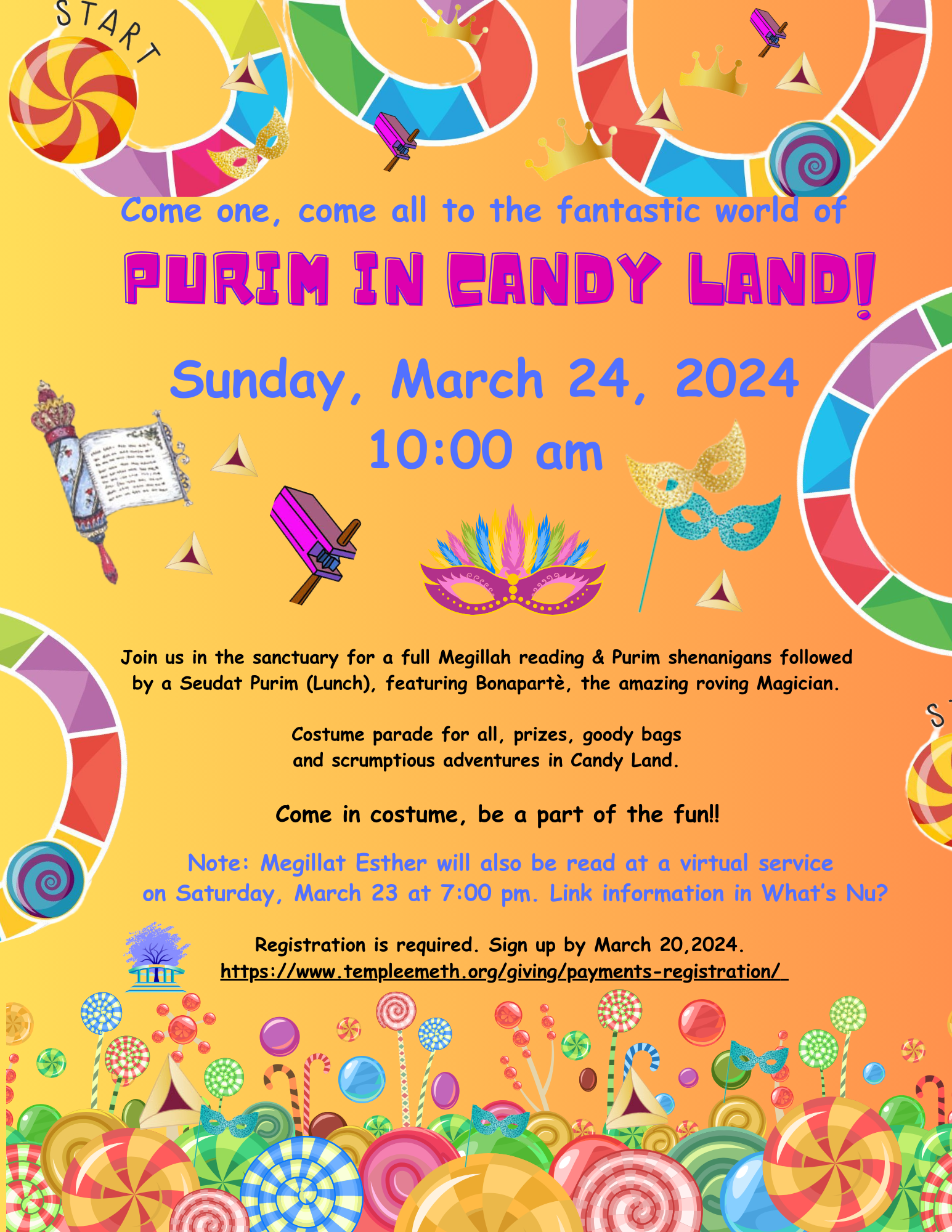 Purim Full Megillah Reading and Celebration with Seudat Purim